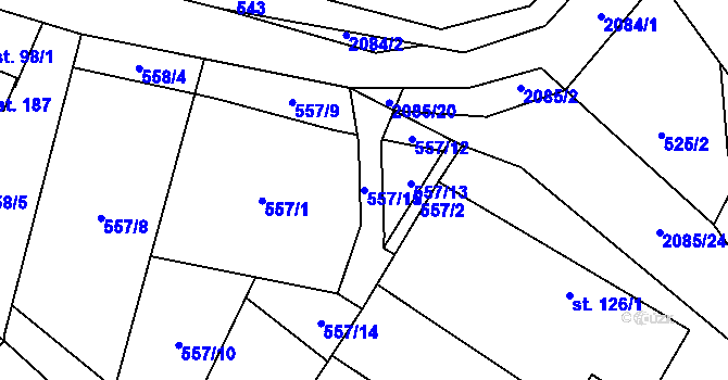 Parcela st. 557/15 v KÚ Rankov u Trhových Svinů, Katastrální mapa