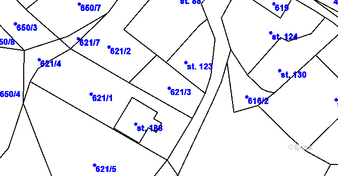 Parcela st. 621/3 v KÚ Rankov u Trhových Svinů, Katastrální mapa