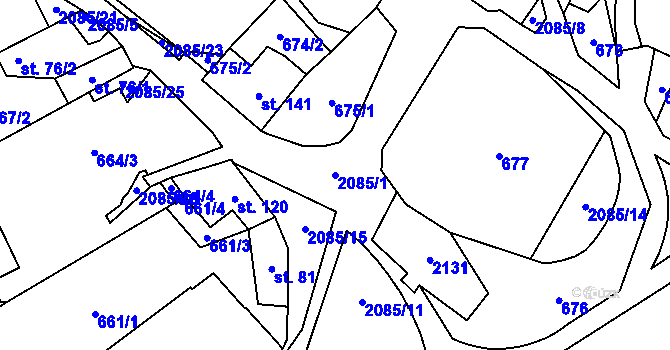 Parcela st. 2085/1 v KÚ Rankov u Trhových Svinů, Katastrální mapa