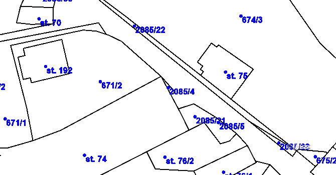 Parcela st. 2085/4 v KÚ Rankov u Trhových Svinů, Katastrální mapa
