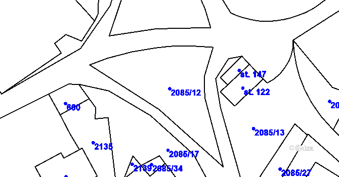 Parcela st. 2085/12 v KÚ Rankov u Trhových Svinů, Katastrální mapa