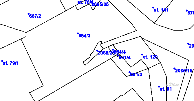 Parcela st. 2085/26 v KÚ Rankov u Trhových Svinů, Katastrální mapa