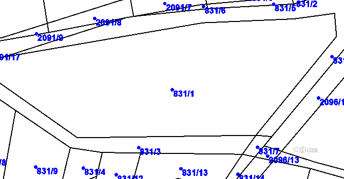 Parcela st. 831/1 v KÚ Rankov u Trhových Svinů, Katastrální mapa
