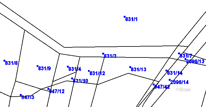 Parcela st. 831/3 v KÚ Rankov u Trhových Svinů, Katastrální mapa