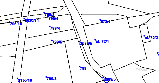Parcela st. 2089/5 v KÚ Rankov u Trhových Svinů, Katastrální mapa