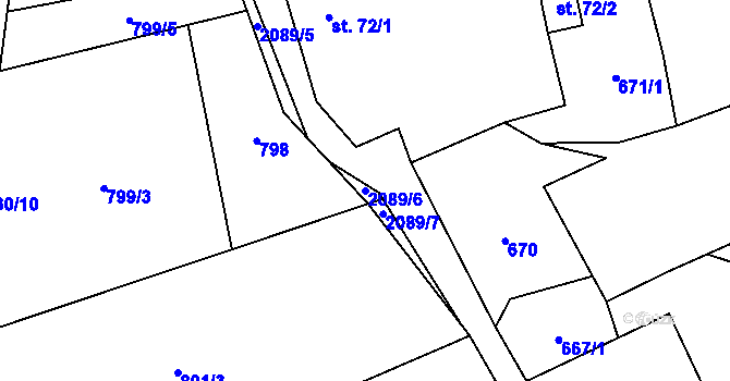 Parcela st. 2089/6 v KÚ Rankov u Trhových Svinů, Katastrální mapa