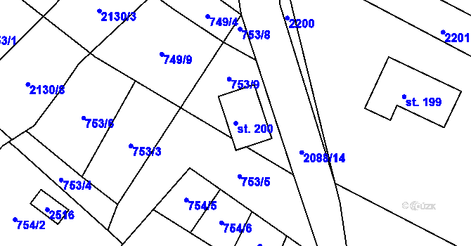 Parcela st. 200 v KÚ Rankov u Trhových Svinů, Katastrální mapa