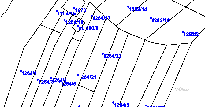 Parcela st. 1264/22 v KÚ Veselý Žďár, Katastrální mapa