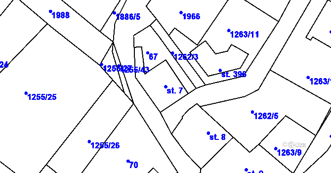 Parcela st. 7 v KÚ Veselý Žďár, Katastrální mapa