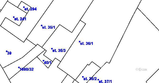 Parcela st. 36/1 v KÚ Veselý Žďár, Katastrální mapa