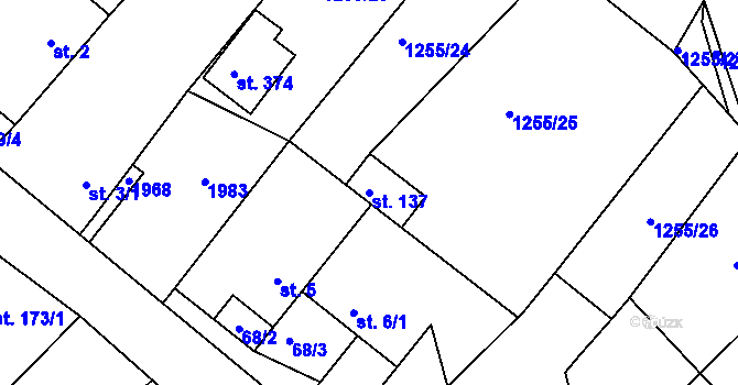 Parcela st. 137 v KÚ Veselý Žďár, Katastrální mapa