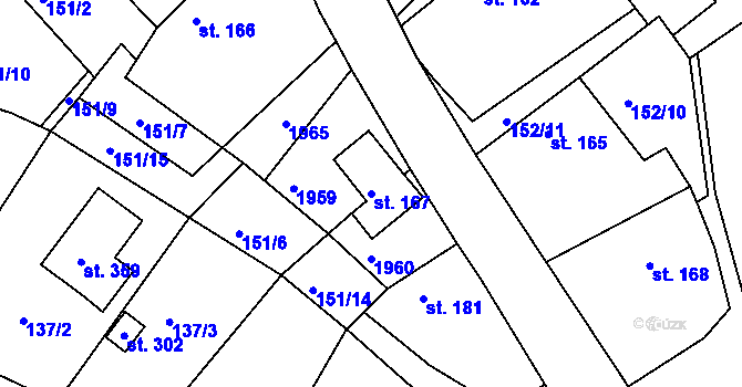 Parcela st. 167 v KÚ Veselý Žďár, Katastrální mapa