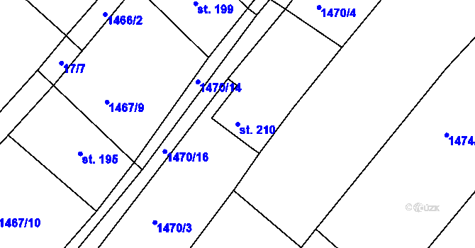 Parcela st. 210 v KÚ Veselý Žďár, Katastrální mapa