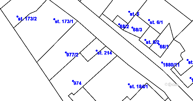 Parcela st. 214 v KÚ Veselý Žďár, Katastrální mapa