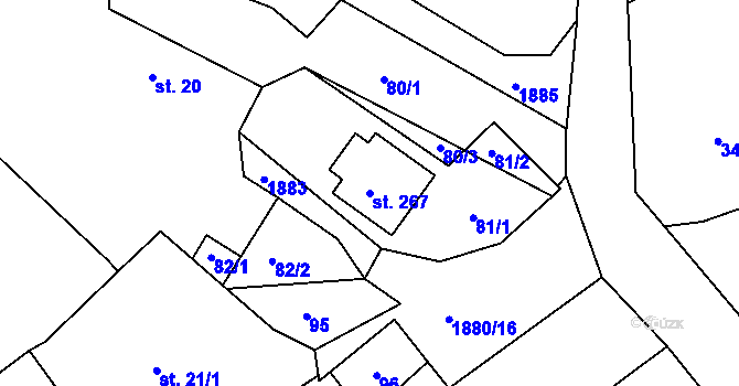 Parcela st. 267 v KÚ Veselý Žďár, Katastrální mapa