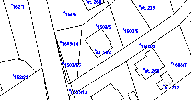 Parcela st. 288 v KÚ Veselý Žďár, Katastrální mapa
