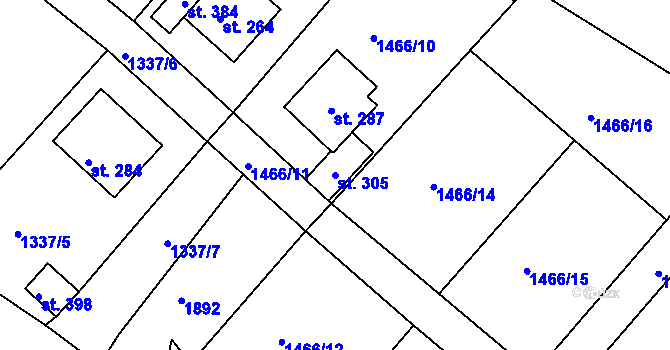 Parcela st. 305 v KÚ Veselý Žďár, Katastrální mapa