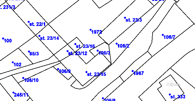 Parcela st. 106/3 v KÚ Veselý Žďár, Katastrální mapa