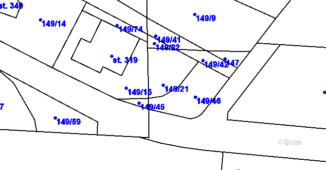 Parcela st. 149/21 v KÚ Veselý Žďár, Katastrální mapa