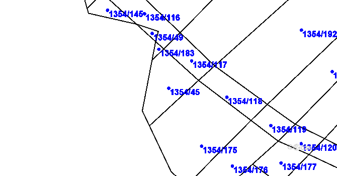 Parcela st. 1354/45 v KÚ Veselý Žďár, Katastrální mapa