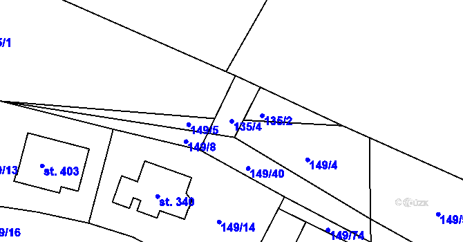 Parcela st. 135/4 v KÚ Veselý Žďár, Katastrální mapa