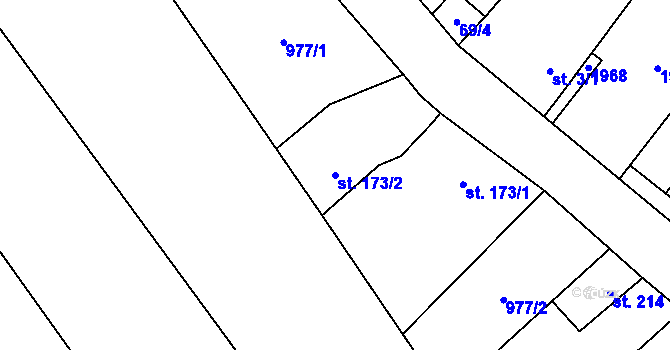 Parcela st. 173/2 v KÚ Veselý Žďár, Katastrální mapa