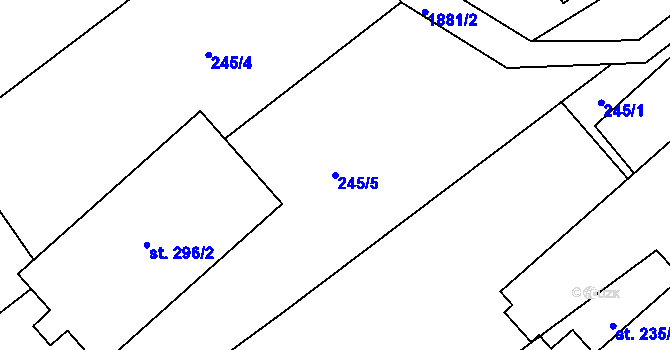 Parcela st. 245/5 v KÚ Veselý Žďár, Katastrální mapa