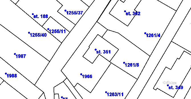 Parcela st. 351 v KÚ Veselý Žďár, Katastrální mapa