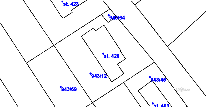 Parcela st. 420 v KÚ Veselý Žďár, Katastrální mapa