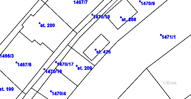 Parcela st. 425 v KÚ Veselý Žďár, Katastrální mapa