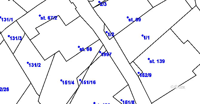Parcela st. 1997 v KÚ Veselý Žďár, Katastrální mapa