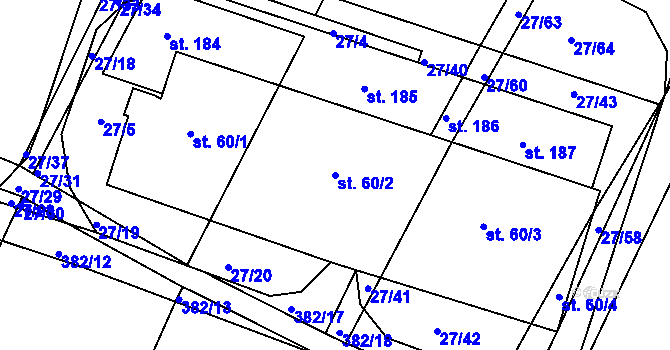 Parcela st. 60/2 v KÚ Veská, Katastrální mapa