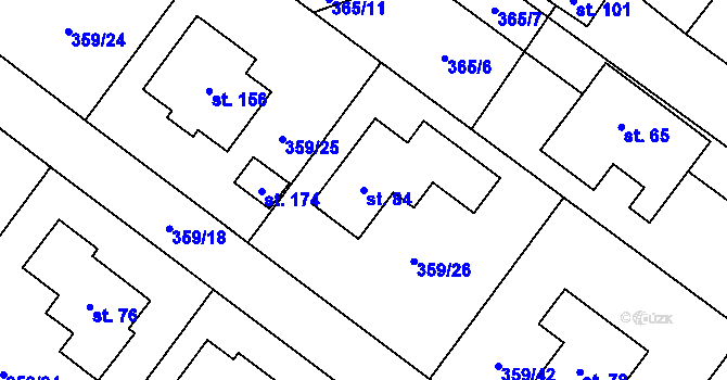 Parcela st. 84 v KÚ Veská, Katastrální mapa