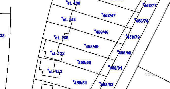 Parcela st. 458/49 v KÚ Veská, Katastrální mapa