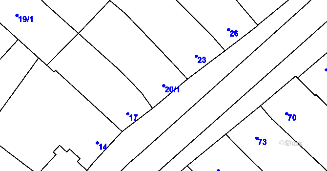 Parcela st. 20/1 v KÚ Vésky, Katastrální mapa