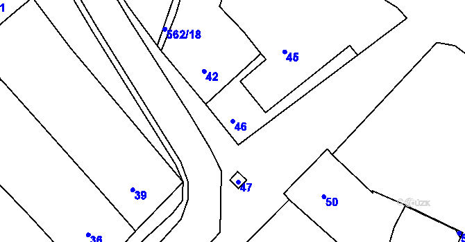 Parcela st. 46 v KÚ Vésky, Katastrální mapa