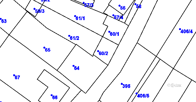Parcela st. 60/2 v KÚ Vésky, Katastrální mapa