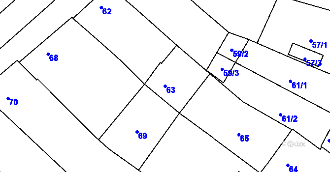 Parcela st. 63 v KÚ Vésky, Katastrální mapa