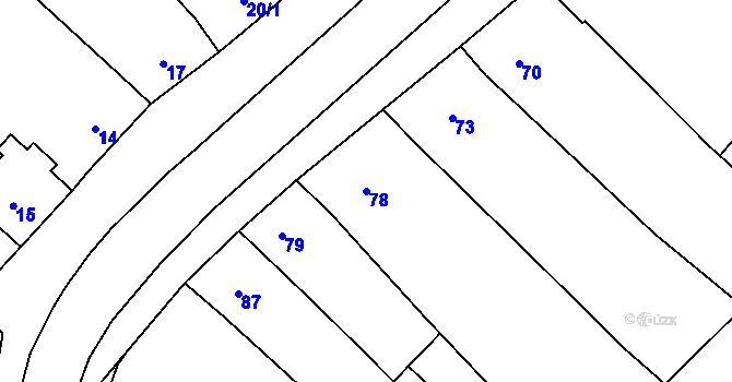 Parcela st. 78 v KÚ Vésky, Katastrální mapa