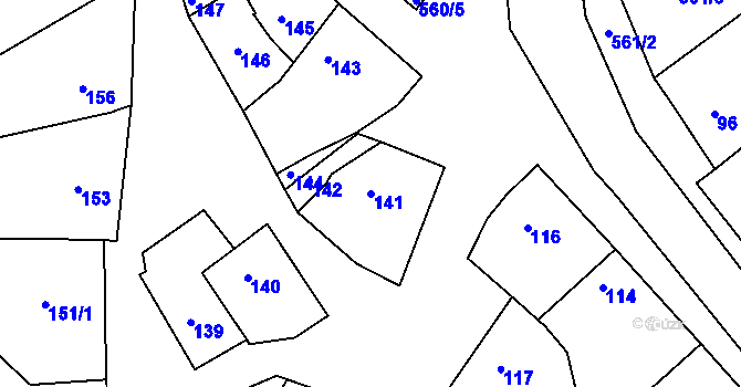 Parcela st. 141 v KÚ Vésky, Katastrální mapa