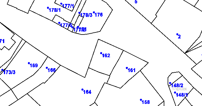Parcela st. 162 v KÚ Vésky, Katastrální mapa