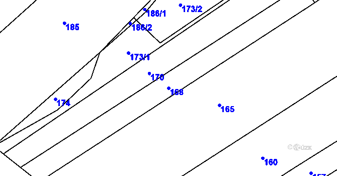 Parcela st. 168 v KÚ Vésky, Katastrální mapa