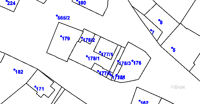 Parcela st. 177/1 v KÚ Vésky, Katastrální mapa