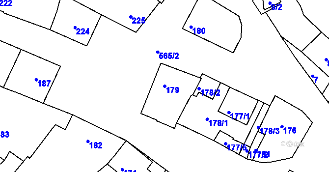 Parcela st. 179 v KÚ Vésky, Katastrální mapa