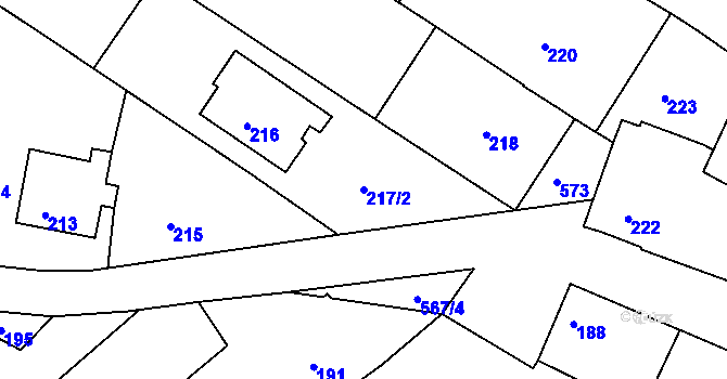 Parcela st. 217/2 v KÚ Vésky, Katastrální mapa