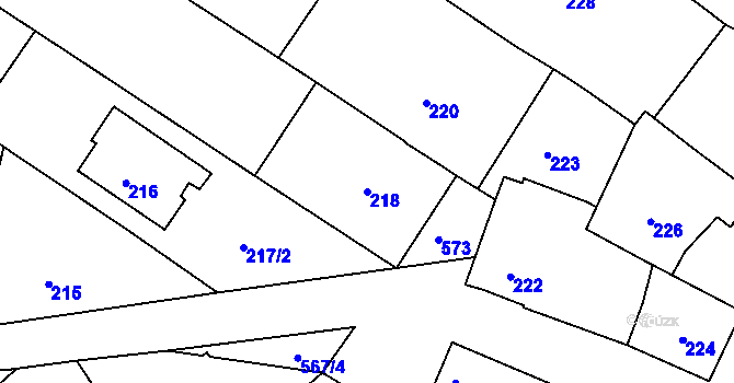 Parcela st. 218 v KÚ Vésky, Katastrální mapa