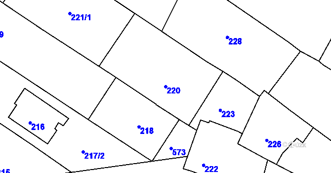 Parcela st. 220 v KÚ Vésky, Katastrální mapa