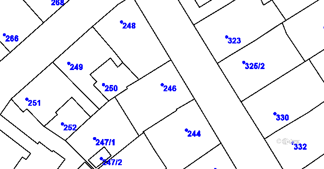 Parcela st. 246 v KÚ Vésky, Katastrální mapa