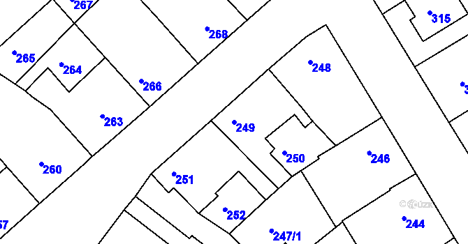 Parcela st. 249 v KÚ Vésky, Katastrální mapa