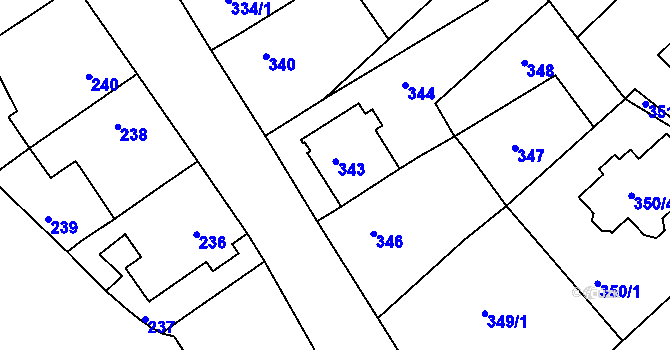 Parcela st. 343 v KÚ Vésky, Katastrální mapa
